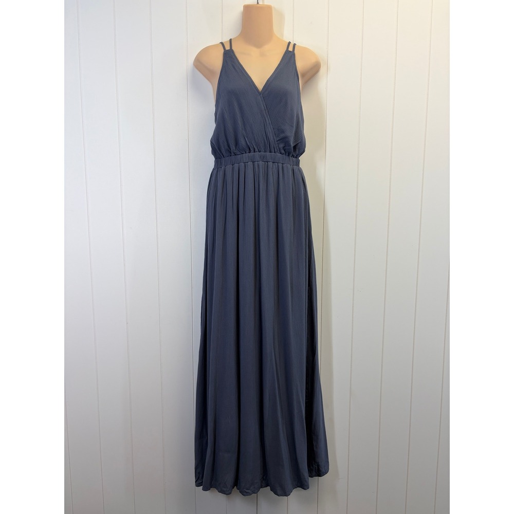 Lulus Boho Crinkle Strappy Back Maxi Dress Womens Size S Summer Wedding Grecian